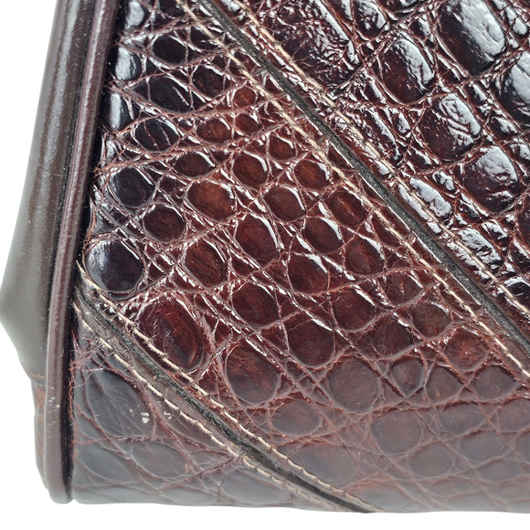 VTG 1970s Andrew Geller brown reptile patterned leather handbag VGUC - Picture 10 of 14